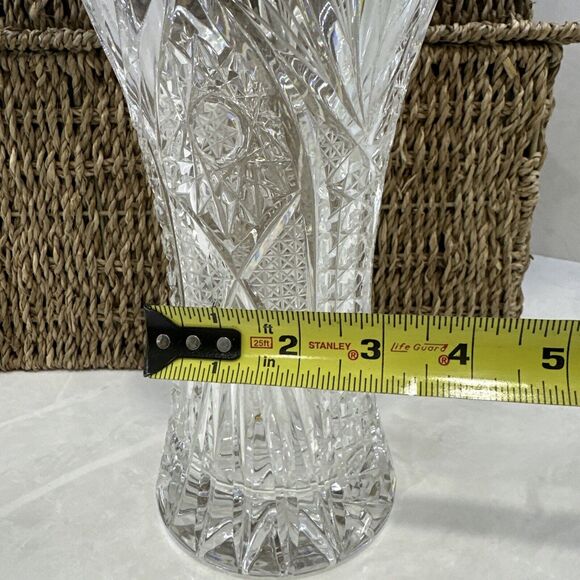 Vintage Lead Crystal Star of David Vase 9” Elegant Decorative Glass - Picture 9 of 9